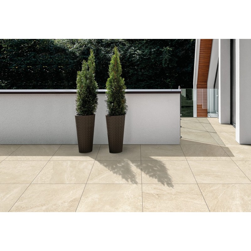 Dalle sur plots terrasse - DALLE SUR PLOTS QUANTUM CREAM 61x61 cm ANTIDERAPANTE RECTIFIE
