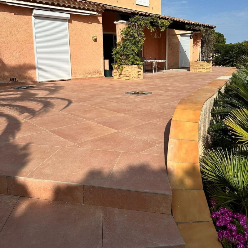 Terre cuite - carrelage TEMPO BLUSH 90x90 cm antidérapant imitation terre cuite