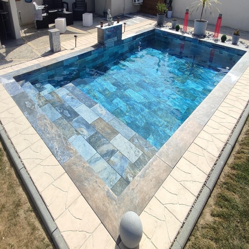 Piscine - Carrelage BALI BLUE 30x60 cm EFFET PIERRE DE BALI