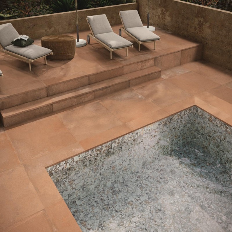 Terre cuite - Carrelage imitation terre cuite 120x120cm CASALE COTTO antidérapant