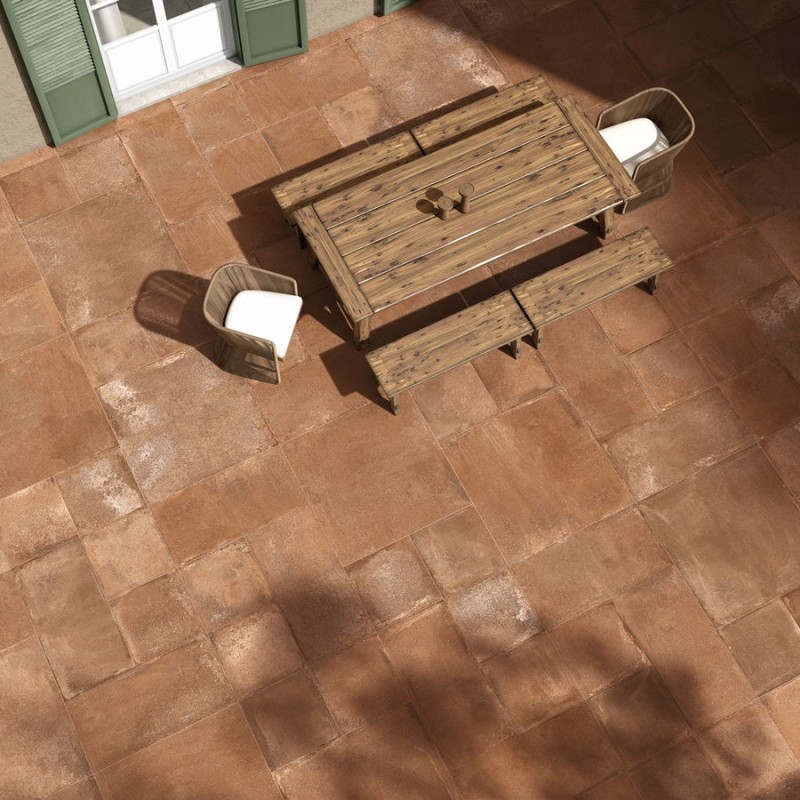 Terre cuite - Carrelage imitation terre cuite 120x120cm CASALE COTTO antidérapant