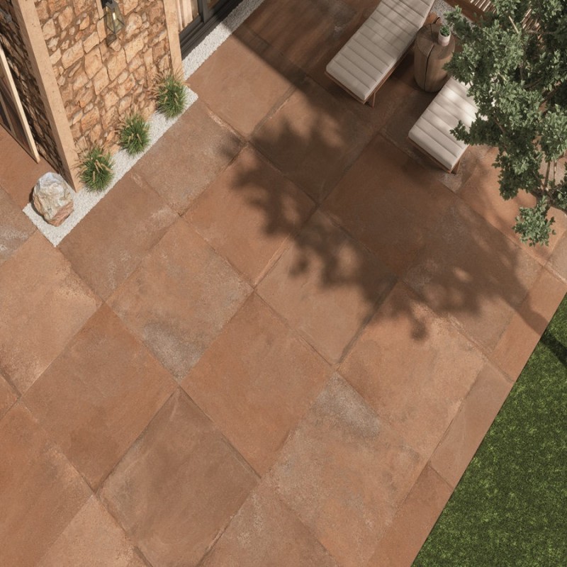 Terre cuite - Carrelage imitation terre cuite 120x120cm CASALE COTTO antidérapant