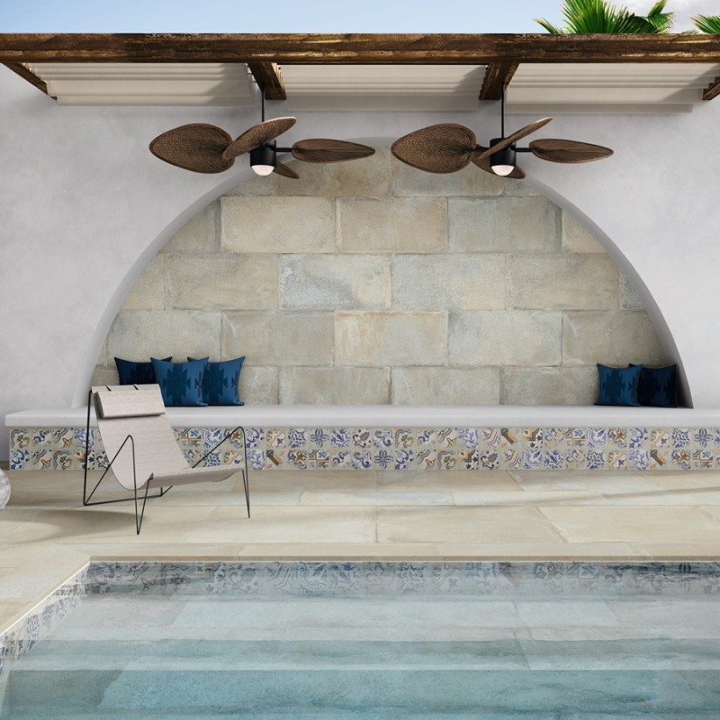 Terre cuite - Carrelage imitation terre cuite 60x120cm CASALE ECRU antidérapant