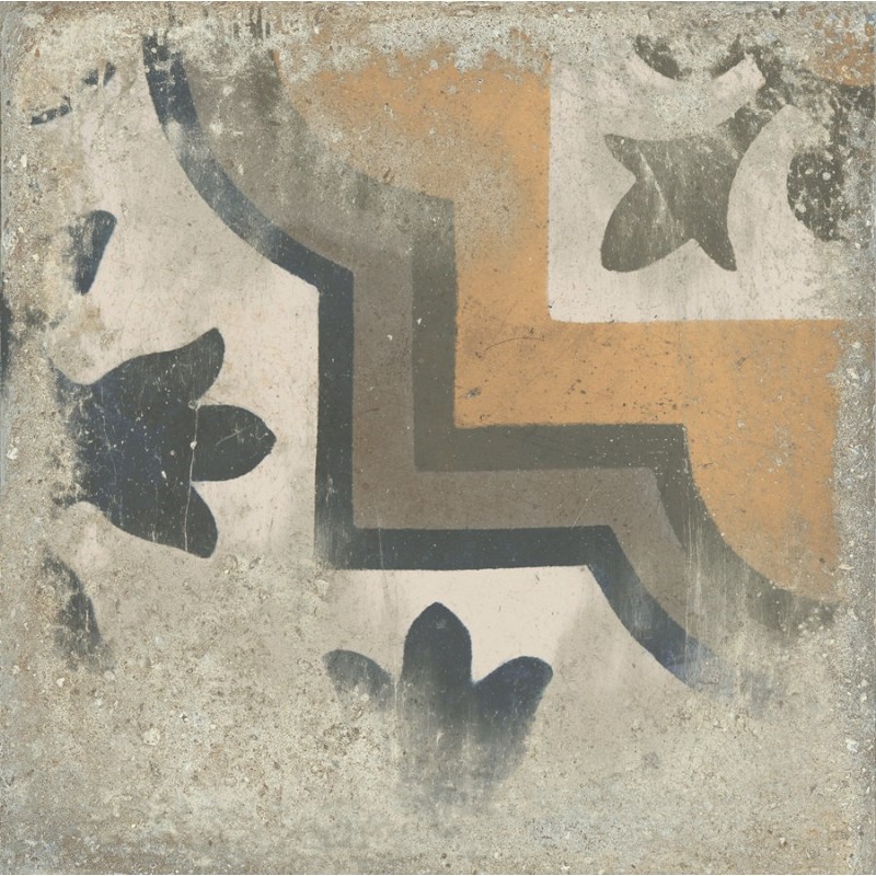 Carreaux ciment - carrelage décor imitation carreaux ciment vieilli 60x60 cm CASALE ECRU