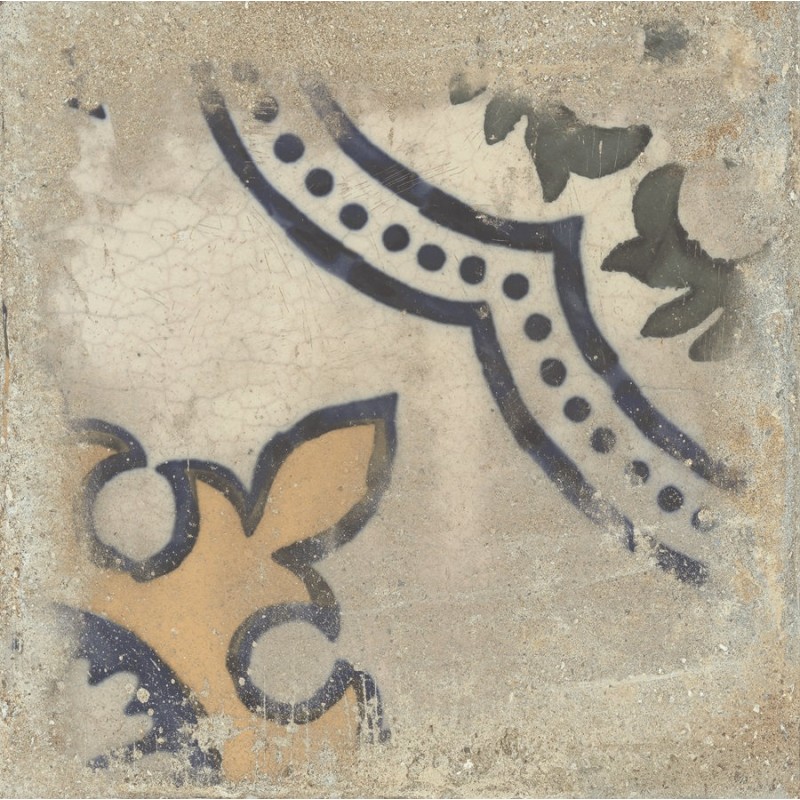 Carreaux ciment - carrelage décor imitation carreaux ciment vieilli 60x60 cm CASALE ECRU