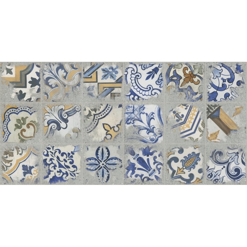 Carreaux ciment - Carrelage décor imitation carreaux ciment vieilli 20x20 cm CASALE CENERE