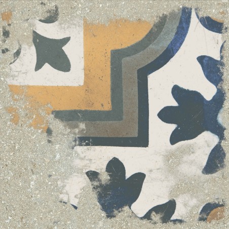 Carreaux ciment - Carrelage décor imitation carreaux ciment vieilli 20x20 cm CASALE ECRU