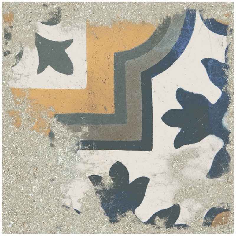 Carreaux ciment - Carrelage décor imitation carreaux ciment vieilli 20x20 cm CASALE ECRU