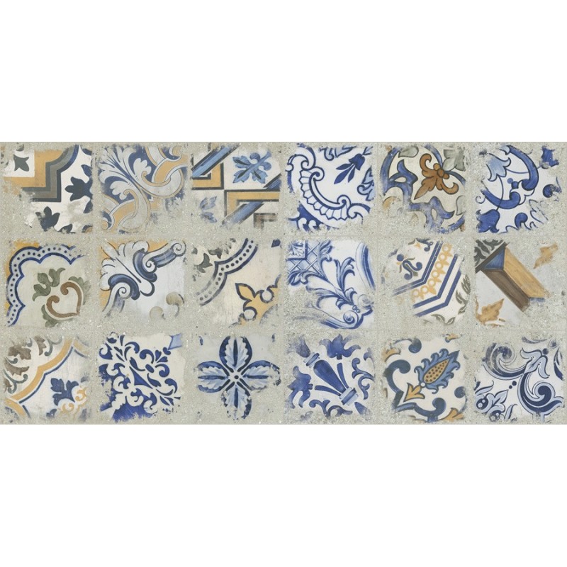 Carreaux ciment - Carrelage décor imitation carreaux ciment vieilli 20x20 cm CASALE ECRU