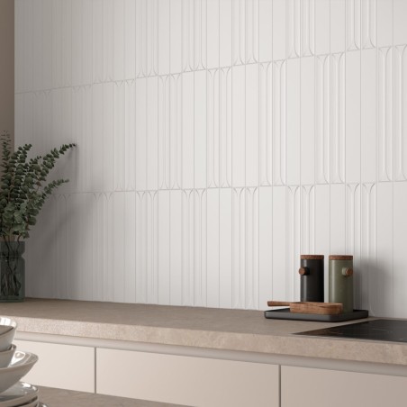 Zellige - Carrelage effet zellige 5x40 cm HOPP WHITE