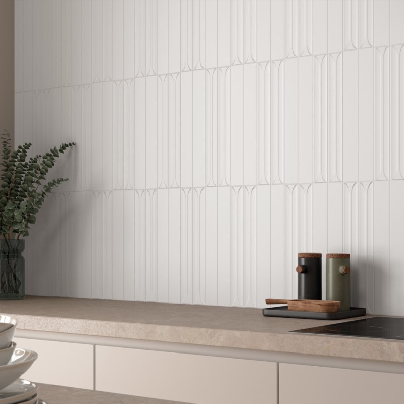 Zellige - Carrelage effet zellige 5x40 cm HOPP WHITE