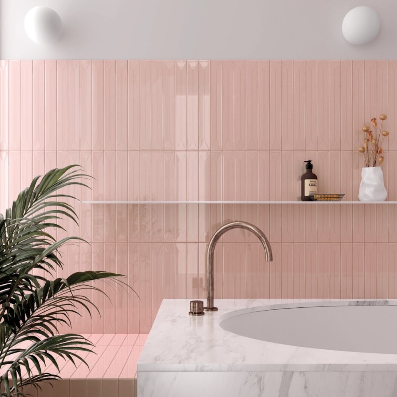 Zellige - Carrelage effet zellige 5x40 cm VITRAL PINK