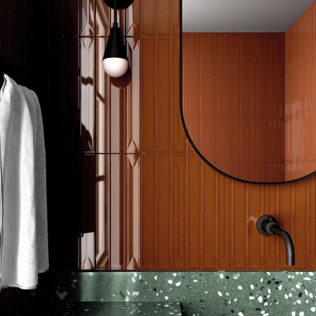 Zellige - Carrelage effet zellige 5x40 cm VITRAL CARAMEL REACTIVE