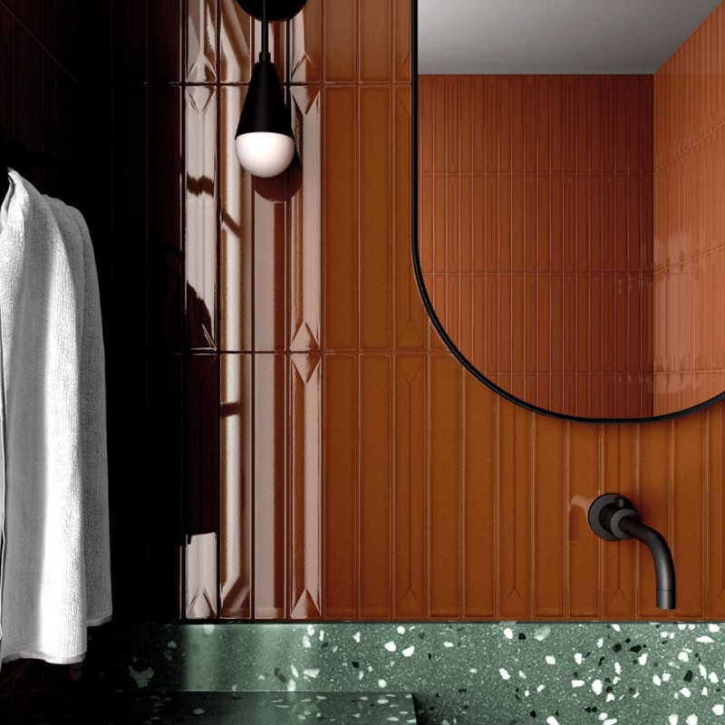 Zellige - Carrelage effet zellige 5x40 cm VITRAL CARAMEL REACTIVE