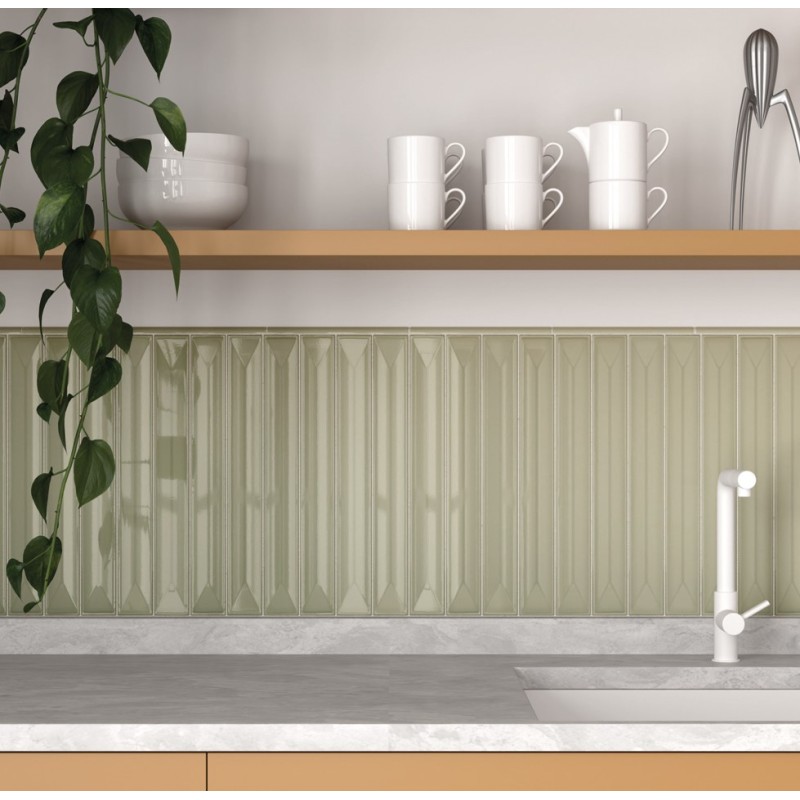 Zellige - Carrelage effet zellige 5x40 cm VITRAL AXIS OLIVE