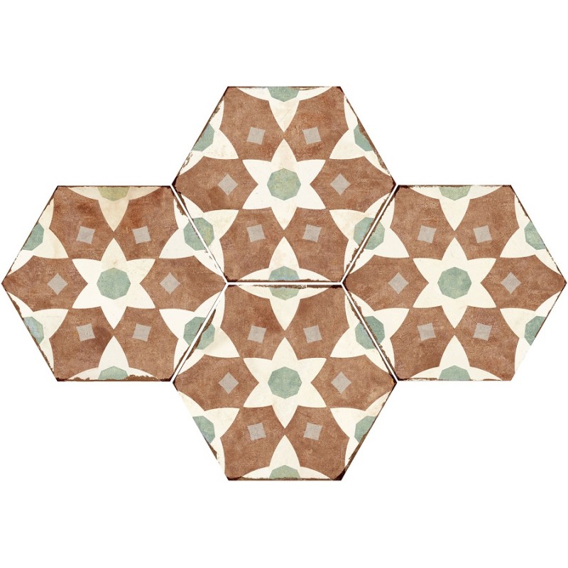 Carrelage hexagonal - Carrelage imitation carreaux ciment 21x25 cm YASMINE