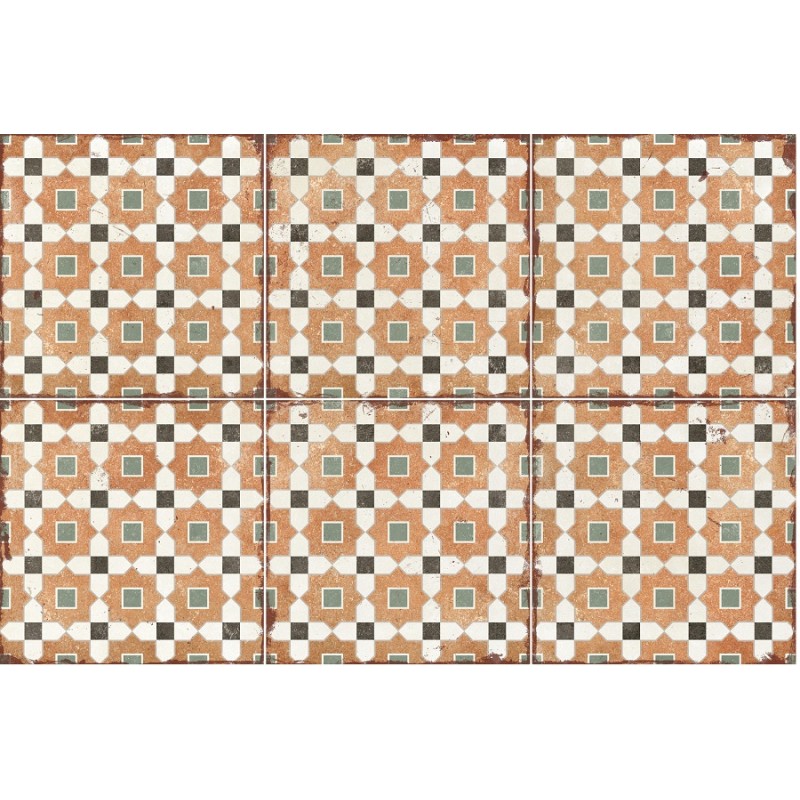 Carreaux ciment - Carrelage TESSIA 20x20 cm effet carreaux ciment vieilli