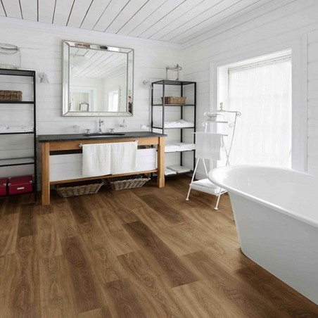 Lame PVC clipsable - Sol pvc effet bois à clipser 17,8x123,5 cm CONFORT MARRON