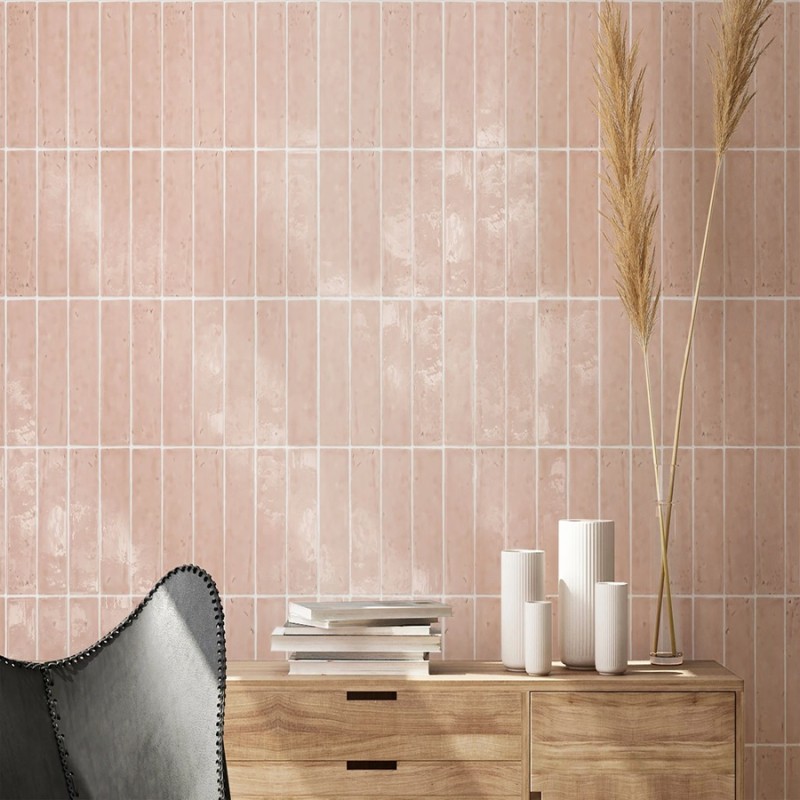 Zellige - Carrelage effet zellige 6x20 cm LAUREL CLAY PINK