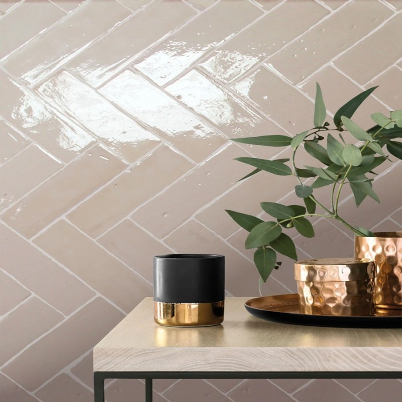 Zellige - Carrelage effet zellige 6x20 cm LAUREL CLAY TAUPE