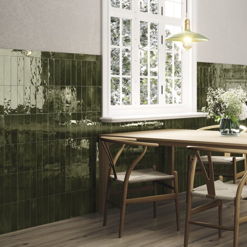 Zellige - Carrelage effet zellige 6x24,6 cm SOROLLA GREEN