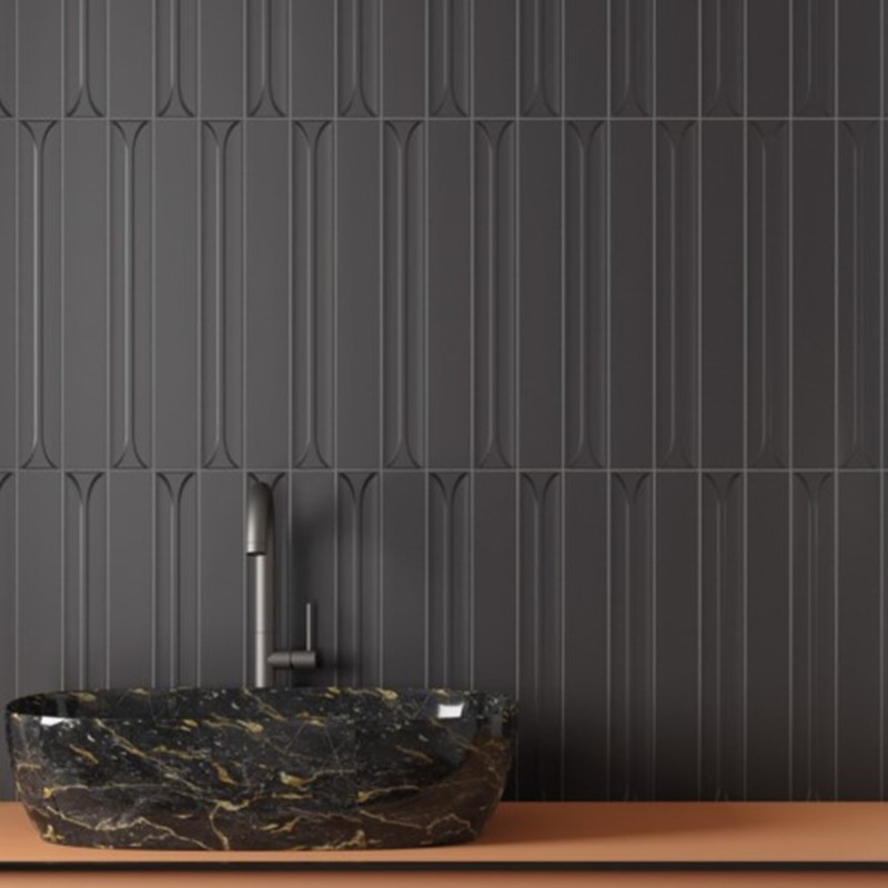 Zellige - Carrelage effet zellige 5x40 cm HOPP BRO GRAPHITE