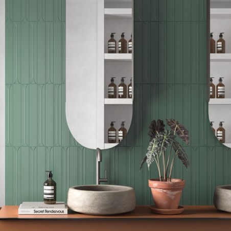 Zellige - Carrelage effet zellige 5x40 cm HOPP BRO GREEN