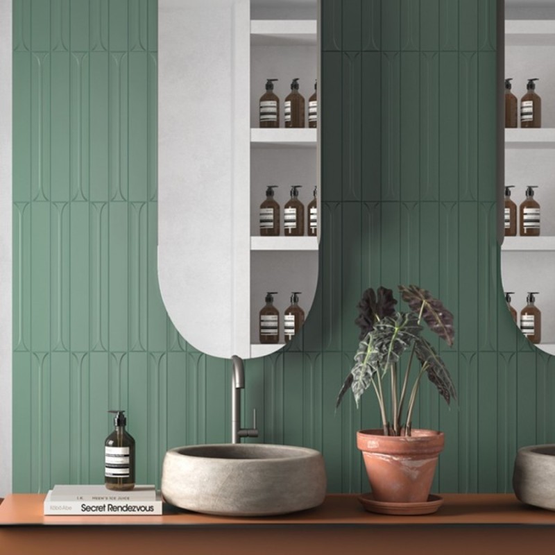 Zellige - Carrelage effet zellige 5x40 cm HOPP BRO GREEN