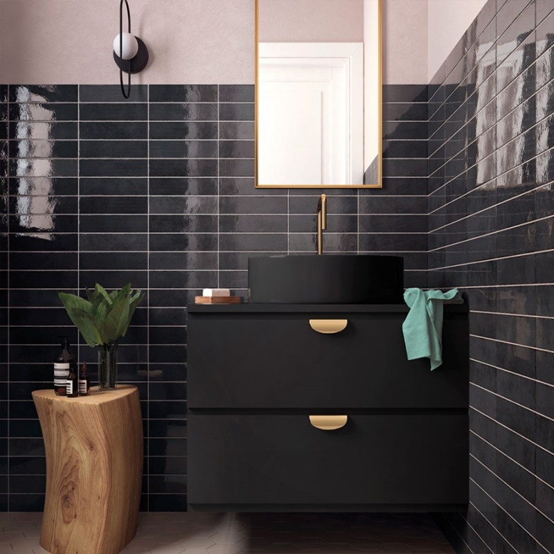 Zellige - carrelage imitation zellige 6x24.6 cm BASALT BLACK