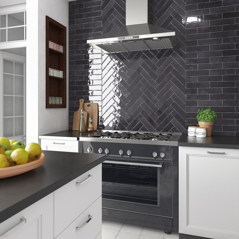 Zellige - carrelage imitation zellige 6x24.6 cm BASALT BLACK