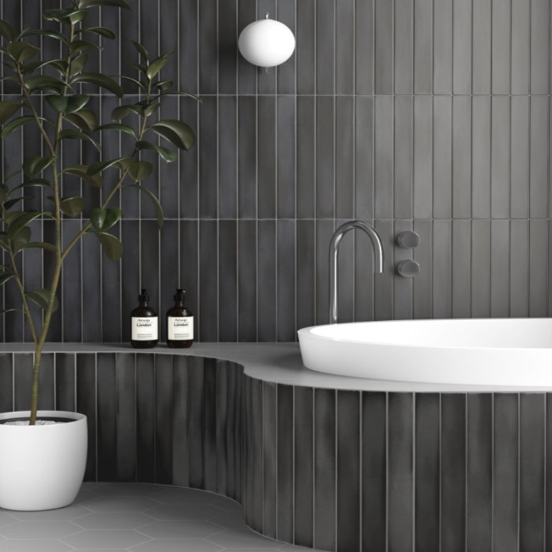 Zellige - carrelage effet zellige 5x40 cm MASSIMO BLACK