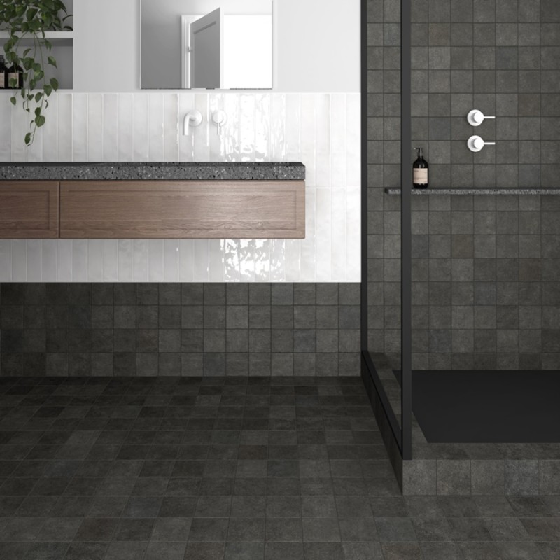 Zellige - carrelage effet zellige 10x10 cm STAGE CHARCOAL