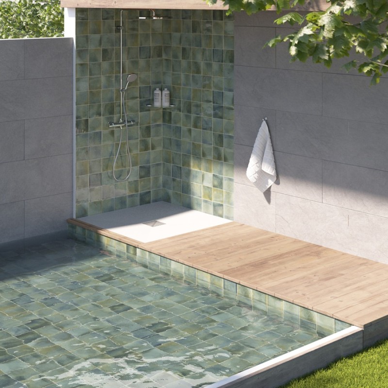 Carrelage - carrelage piscine GLOSS CELADON 15x15 cm effet zellige