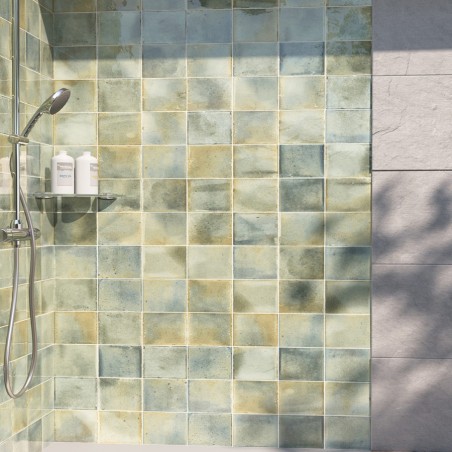 Carrelage - carrelage piscine GLOSS CELADON 15x15 cm effet zellige