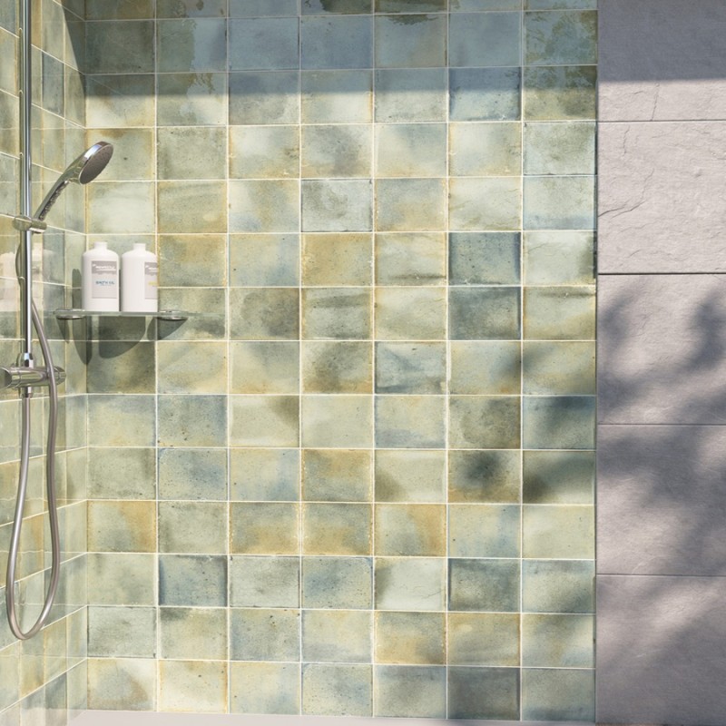 Carrelage - carrelage piscine GLOSS CELADON 15x15 cm effet zellige