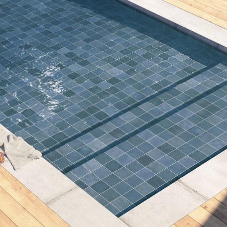 Carrelage - carrelage piscine GLOSS COLONIAL BLUE 15x15 cm effet zellige