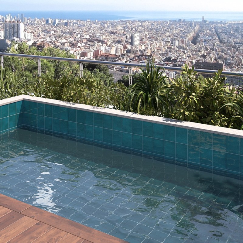 Carrelage - carrelage piscine GLOSS GLACIER 15x15 cm effet zellige