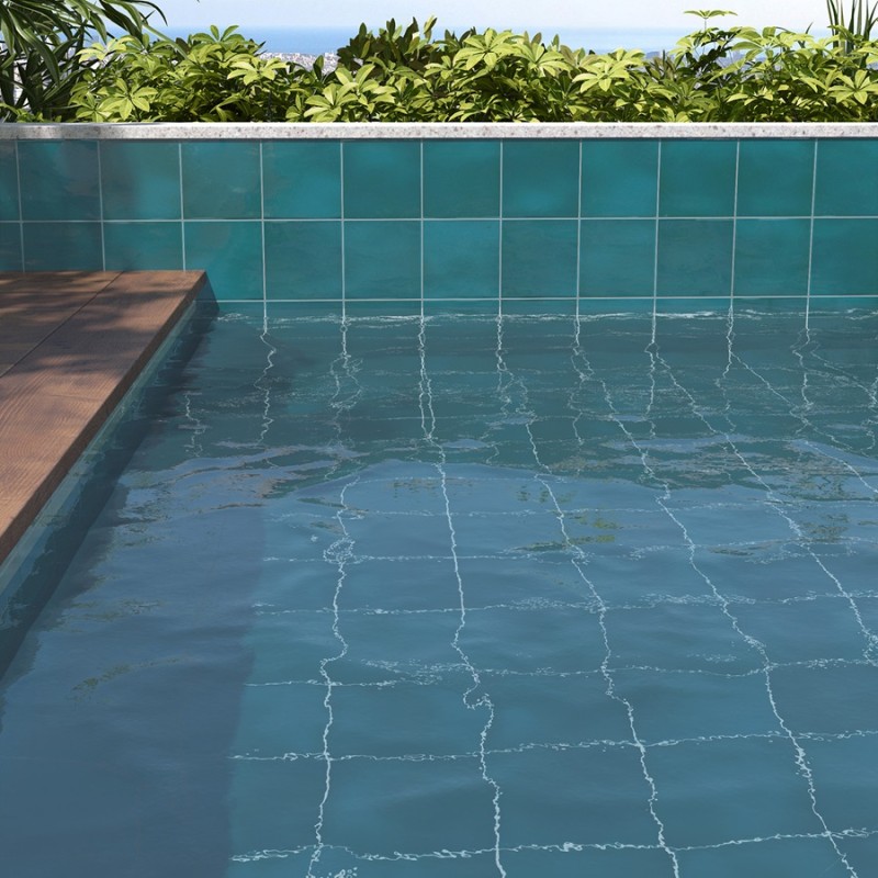 Carrelage - carrelage piscine GLOSS GLACIER 15x15 cm effet zellige
