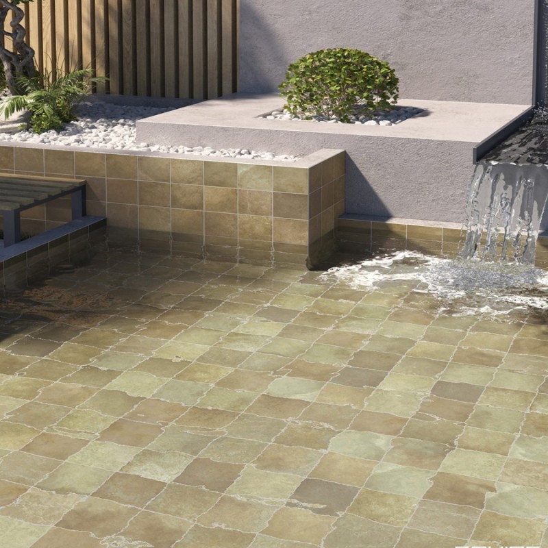 Carrelage - carrelage piscine MATT JUNGLE 15x15 cm effet zellige