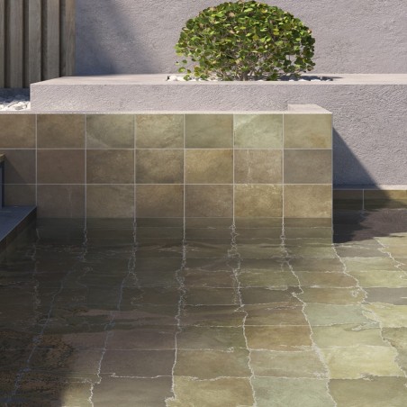 Carrelage - carrelage piscine MATT JUNGLE 15x15 cm effet zellige