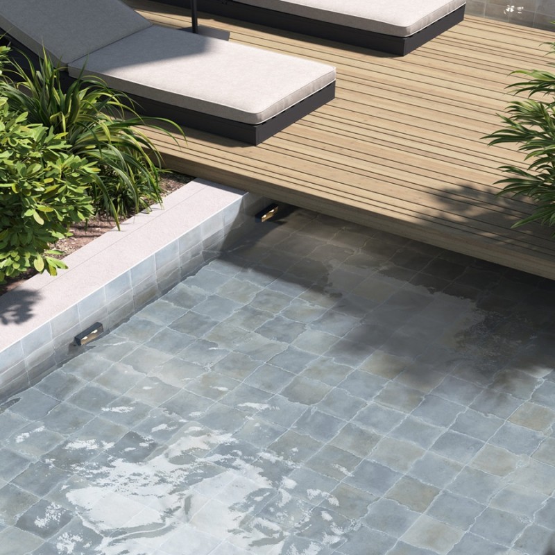 Carrelage - carrelage piscine MATT SEA 15x15 cm effet zellige