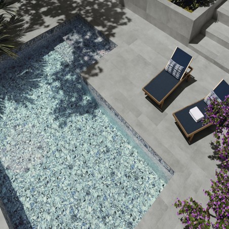 Carrelage - carrelage piscine ICE SAPHIR 15x15 cm effet marbre