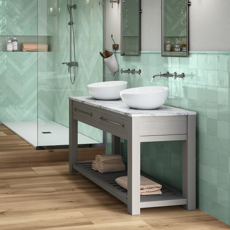 Zellige - Carrelage effet zellige 13x13cm FADO ACQUA effet métallique