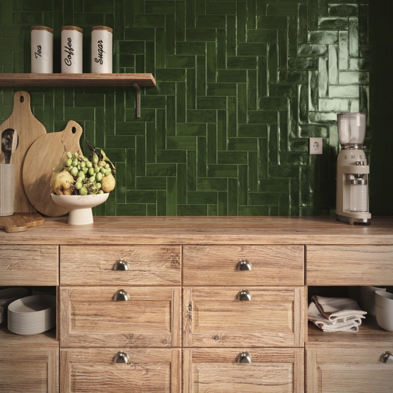 Zellige - carrelage effet zellige 6,5x20 cm NOUR DARK GREEN