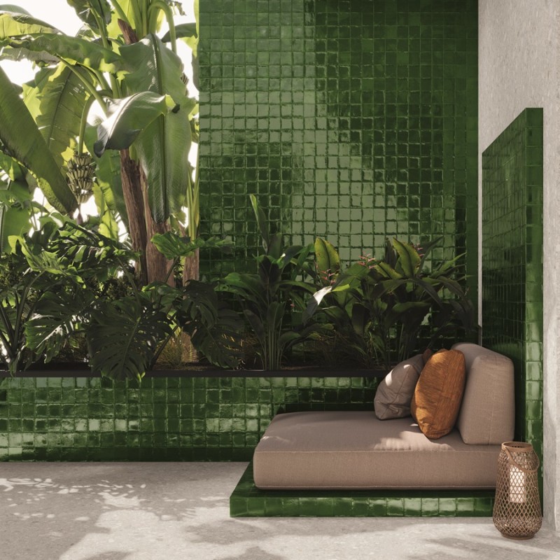 Zellige - carrelage effet zellige 10x10 cm NOUR DARK GREEN