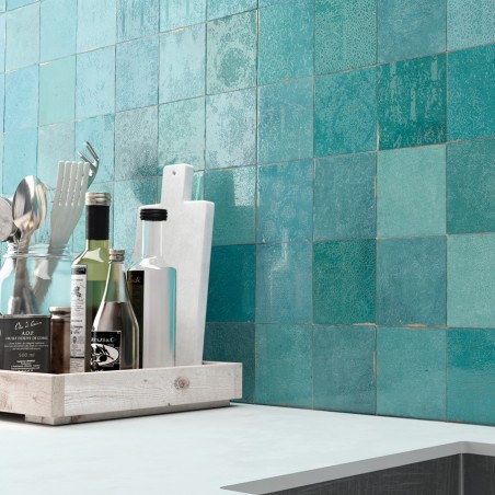 Zellige - carrelage imitation zellige 12,5x12,5 cm MESTI TURQUESA