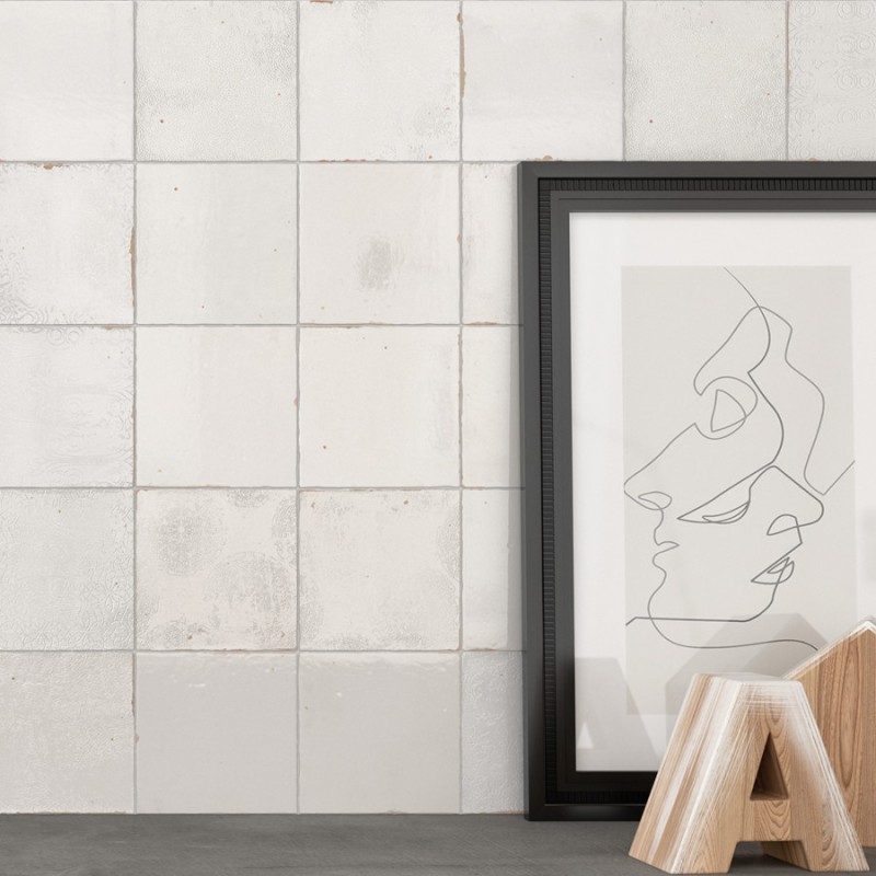 Zellige - carrelage imitation zellige 12,5x12,5 cm MESTI WHITE