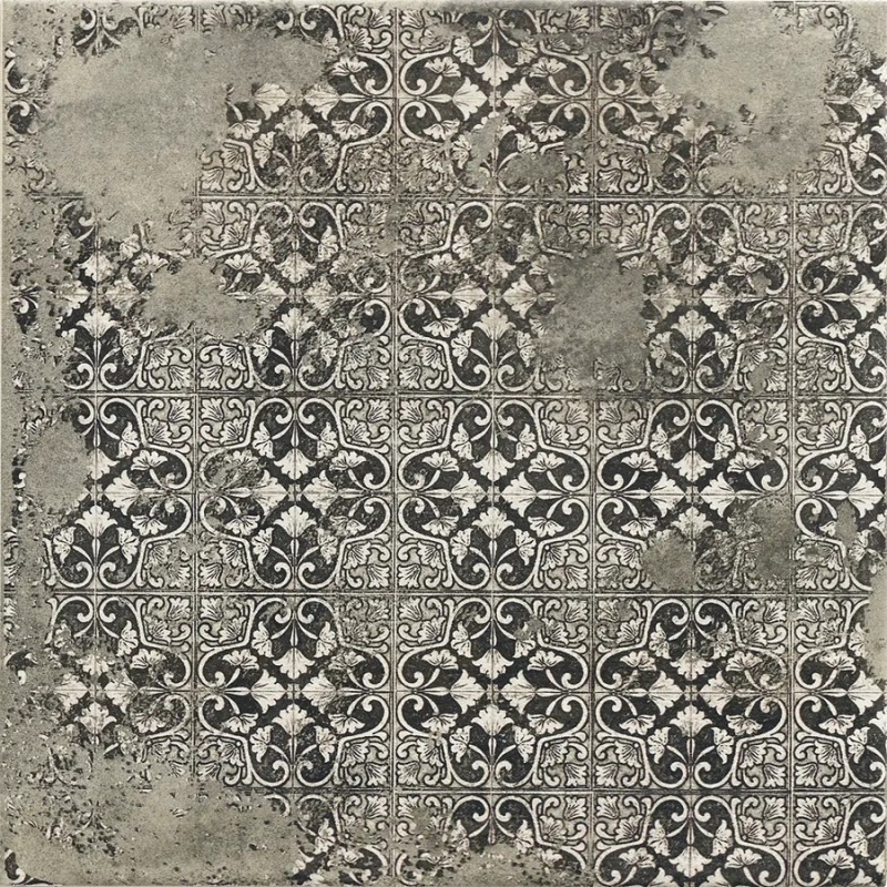 Carreaux ciment - Carrelage effet carreaux ciment vieilli 33 x 33 cm ANTIQUA GRAPHITE