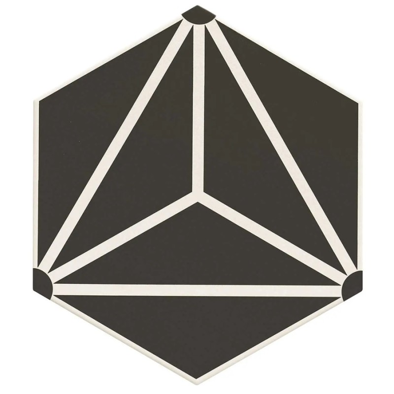 Carrelage hexagonal - Carrelage OSAKA BLACK 28,5x33 cm effet carreaux ciment