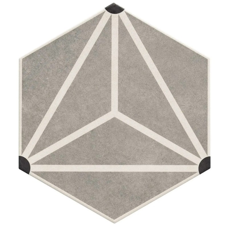 Carrelage hexagonal - Carrelage OSAKA GREY 28,5x33 cm effet carreaux ciment